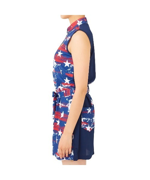 Loudmouth(ラウドマウス)の「LOUDMOUTH/ラウドマウス ゴルフウェア 吸汗速乾 UVカット 切替 ノースリーブワンピース(ワンピース・レディース・ホワイト×ブラック/ネイビー系/その他・L/S/M)」の11枚目の写真