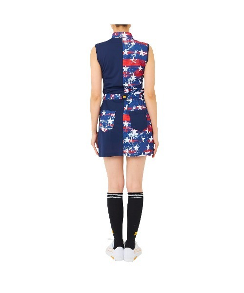 Loudmouth(ラウドマウス)の「LOUDMOUTH/ラウドマウス ゴルフウェア 吸汗速乾 UVカット 切替 ノースリーブワンピース(ワンピース・レディース・ホワイト×ブラック/ネイビー系/その他・L/S/M)」の13枚目の写真