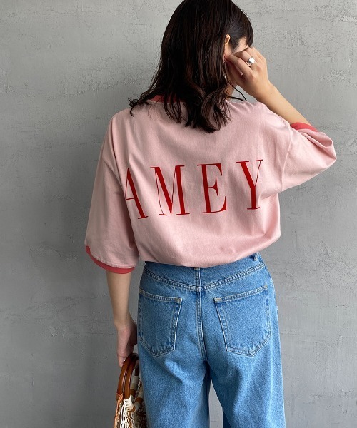 AMERICANA（アメリカーナ）の「【LaLa Begin 8・9月号掲載】[Americana×JEANS FACTORY/アメリカーナ×ジーンズファクトリー] 別注 ビッグシルエット バックプリントTシャツ（Tシャツ/カットソー・レディース・ホワイト/ピンク/ナチュラル/チャコール・ONE SIZE）」の4枚目の写真