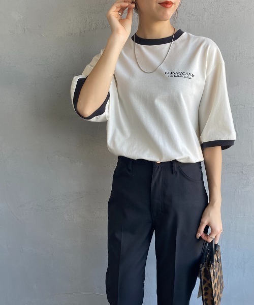 AMERICANA（アメリカーナ）の「【LaLa Begin 8・9月号掲載】[Americana×JEANS FACTORY/アメリカーナ×ジーンズファクトリー] 別注 ビッグシルエット バックプリントTシャツ（Tシャツ/カットソー・レディース・ホワイト/ピンク/ナチュラル/チャコール・ONE SIZE）」の16枚目の写真