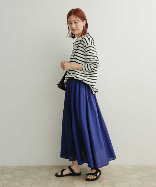 URBAN RESEARCH DOORS（アーバンリサーチドアーズ）の「『UR TECH Smart Linen Touch』カラーフレアスカート（スカート・レディース・ロイヤルブルー/イエロー系その他/グリーン・MEDIUM）」の13枚目の写真