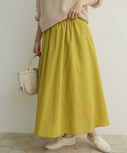 URBAN RESEARCH DOORS（アーバンリサーチドアーズ）の「『UR TECH Smart Linen Touch』カラーフレアスカート（スカート・レディース・ロイヤルブルー/イエロー系その他/グリーン・MEDIUM）」の15枚目の写真
