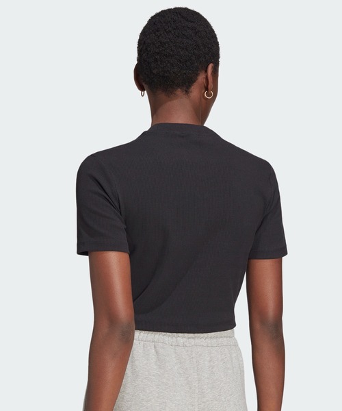 【アディダス】ロゴ リブ 半袖Tシャツ クロップド丈 綿混 スリム セール】【ZOZO限定】Adidorable クロップド 半袖Tシャツ