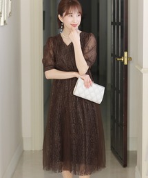 チュール パーティー ドレス 大きいサイズ 七分袖&ミモレ丈 結婚式 フォーマル オケージョンドレス お呼ばれ 二次会 成人式 同窓会 謝恩会 20代 30代