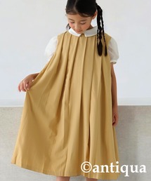 襟配色プリーツワンピース