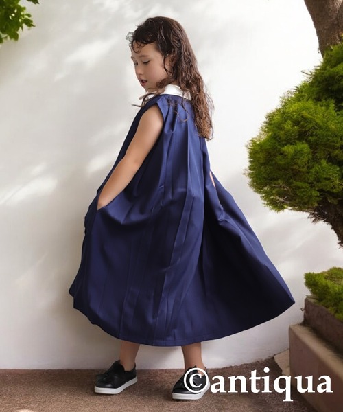 antiqua(アンティカ)の「襟配色プリーツワンピース(ワンピース・キッズ・ベージュ/ブラック/ネイビー・6/5/4/3)」の3枚目の写真