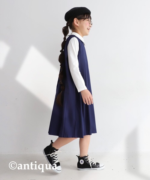 antiqua(アンティカ)の「襟配色プリーツワンピース(ワンピース・キッズ・ベージュ/ブラック/ネイビー・6/5/4/3)」の16枚目の写真