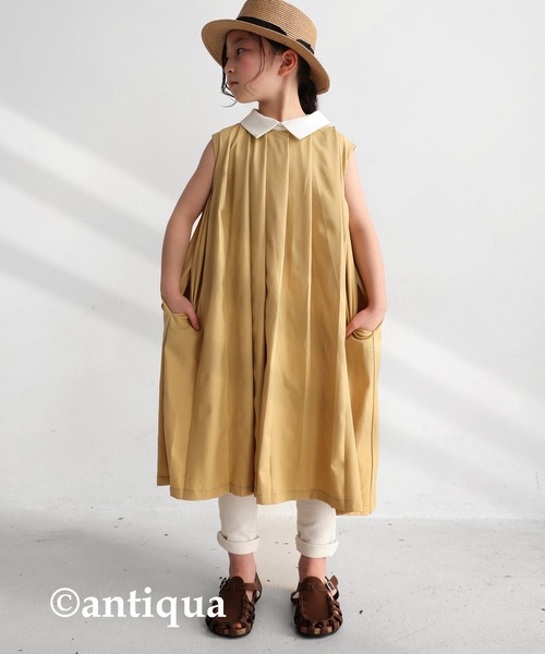 antiqua(アンティカ)の「襟配色プリーツワンピース(ワンピース・キッズ・ベージュ/ブラック/ネイビー・6/5/4/3)」の9枚目の写真