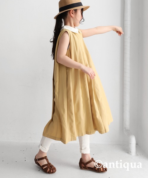 antiqua(アンティカ)の「襟配色プリーツワンピース(ワンピース・キッズ・ベージュ/ブラック/ネイビー・6/5/4/3)」の10枚目の写真