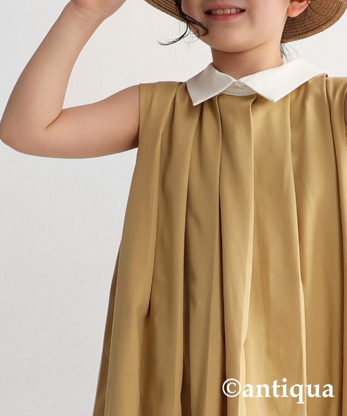 antiqua(アンティカ)の「襟配色プリーツワンピース(ワンピース・キッズ・ベージュ/ブラック/ネイビー・6/5/4/3)」の11枚目の写真