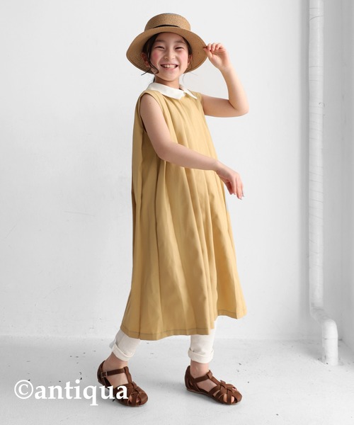 antiqua(アンティカ)の「襟配色プリーツワンピース(ワンピース・キッズ・ベージュ/ブラック/ネイビー・6/5/4/3)」の12枚目の写真