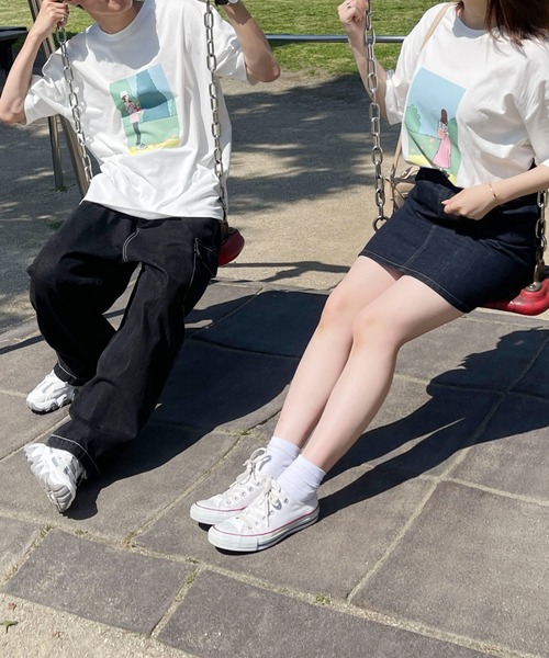 PairPair(ペアペア)の「絵合わせプリントTEE(ユニセックス)(Tシャツ/カットソー・メンズ・オフホワイト/モカ/ホワイト系その他/ブラウン系その他/ブルー系その他/ブルー系・フリー)」の4枚目の写真
