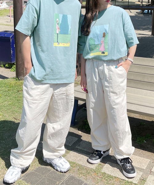 PairPair(ペアペア)の「絵合わせプリントTEE(ユニセックス)(Tシャツ/カットソー・メンズ・オフホワイト/モカ/ホワイト系その他/ブラウン系その他/ブルー系その他/ブルー系・フリー)」の6枚目の写真