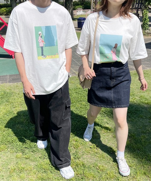 PairPair(ペアペア)の「絵合わせプリントTEE(ユニセックス)(Tシャツ/カットソー・メンズ・オフホワイト/モカ/ホワイト系その他/ブラウン系その他/ブルー系その他/ブルー系・フリー)」の8枚目の写真