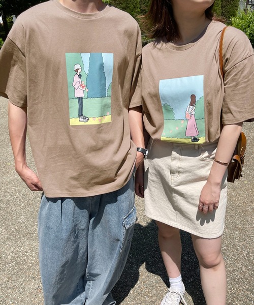 PairPair(ペアペア)の「絵合わせプリントTEE(ユニセックス)(Tシャツ/カットソー・メンズ・オフホワイト/モカ/ホワイト系その他/ブラウン系その他/ブルー系その他/ブルー系・フリー)」の18枚目の写真