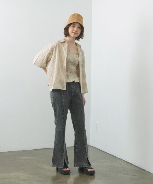 RETRO GIRL(レトロガール)の「チェックシャーリングキャミSET(シャツ/ブラウス・レディース・ブラック系その他2/ブラウン系その他2/ピンク系その他2・FREE)」の14枚目の写真