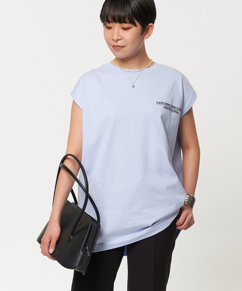 AMERICANA（アメリカーナ）の「・【AMERICANA/アメリカーナ】エンブロイダリーTシャツ（Tシャツ/カットソー・レディース・ホワイト/ブラック/カーキ/サックスブルー・FREE）」の4枚目の写真