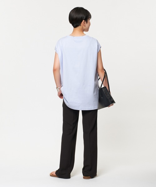 AMERICANA（アメリカーナ）の「・【AMERICANA/アメリカーナ】エンブロイダリーTシャツ（Tシャツ/カットソー・レディース・ホワイト/ブラック/カーキ/サックスブルー・FREE）」の9枚目の写真