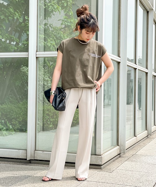 AMERICANA（アメリカーナ）の「・【AMERICANA/アメリカーナ】エンブロイダリーTシャツ（Tシャツ/カットソー・レディース・ホワイト/ブラック/カーキ/サックスブルー・FREE）」の18枚目の写真