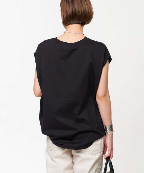 AMERICANA（アメリカーナ）の「・【AMERICANA/アメリカーナ】エンブロイダリーTシャツ（Tシャツ/カットソー・レディース・ホワイト/ブラック/カーキ/サックスブルー・FREE）」の15枚目の写真