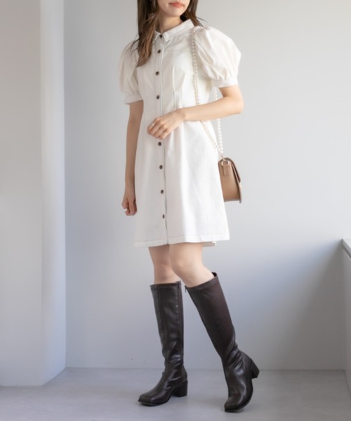 OLIVE des OLIVE（オリーブデオリーブ）の「スクエアトゥロングブーツ（ブーツ・レディース・ブラック/ダークブラウン・LARGE/SMALL/MEDIUM）」の7枚目の写真