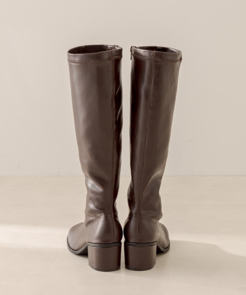OLIVE des OLIVE（オリーブデオリーブ）の「スクエアトゥロングブーツ（ブーツ・レディース・ブラック/ダークブラウン・LARGE/SMALL/MEDIUM）」の10枚目の写真