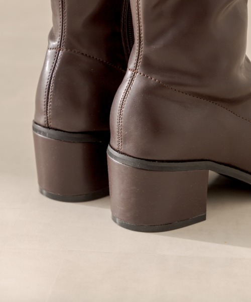 OLIVE des OLIVE（オリーブデオリーブ）の「スクエアトゥロングブーツ（ブーツ・レディース・ブラック/ダークブラウン・LARGE/SMALL/MEDIUM）」の12枚目の写真