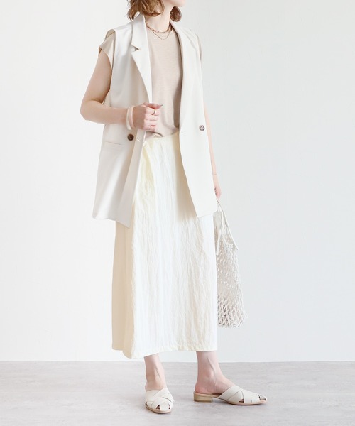 reca（レカ）の「シャカシャカロングスカート（スカート・レディース・ベージュ/ネイビー/クリーム・FREE）」の14枚目の写真