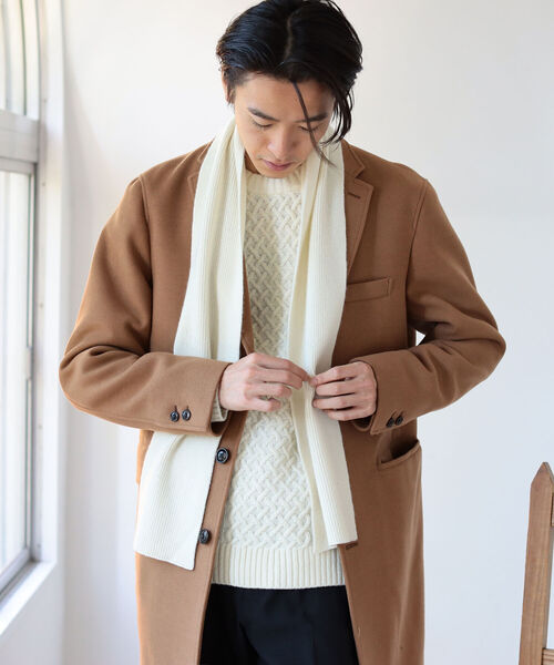 BEAMS（ビームス）の「BEAMS / カシミヤ リブ マフラー（マフラー・メンズ・オフホワイト/ブラック/ブラウン系その他3・ONE SIZE）」の4枚目の写真