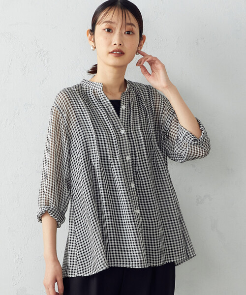 Comme　Ca　Mature（コムサマチュア）の「＜ウォッシャブル＞ギンガムチェック　ブラウス（シャツ/ブラウス・レディース・ブラック/チェック・FREE）」の6枚目の写真