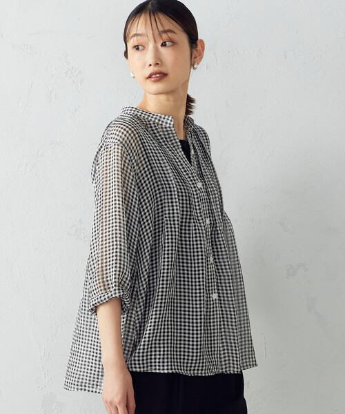 Comme　Ca　Mature（コムサマチュア）の「＜ウォッシャブル＞ギンガムチェック　ブラウス（シャツ/ブラウス・レディース・ブラック/チェック・FREE）」の7枚目の写真