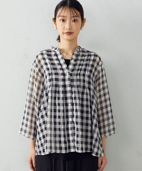 Comme　Ca　Mature（コムサマチュア）の「＜ウォッシャブル＞ギンガムチェック　ブラウス（シャツ/ブラウス・レディース・ブラック/チェック・FREE）」の8枚目の写真