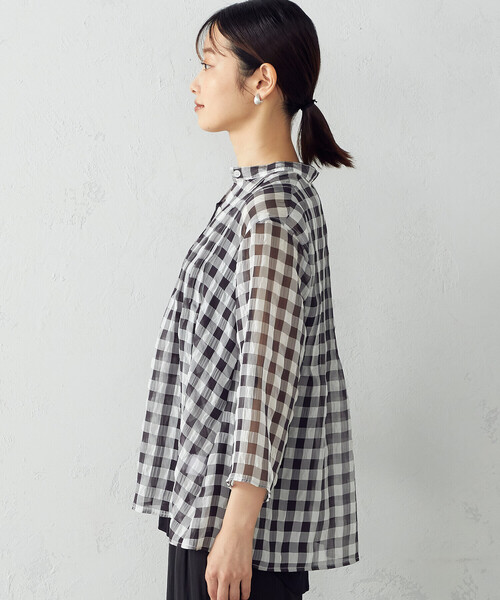 Comme　Ca　Mature（コムサマチュア）の「＜ウォッシャブル＞ギンガムチェック　ブラウス（シャツ/ブラウス・レディース・ブラック/チェック・FREE）」の9枚目の写真