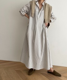 CANAL JEAN | RED CHOP WORKS(レッドチョップワークス) スキッパーストライプマキシワンピース(シャツワンピース)