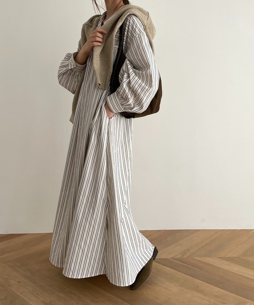 CANAL JEAN(キャナルジーン)の「RED CHOP WORKS(レッドチョップワークス) スキッパーストライプマキシワンピース(シャツワンピース・レディース・ストライプ・38)」の3枚目の写真