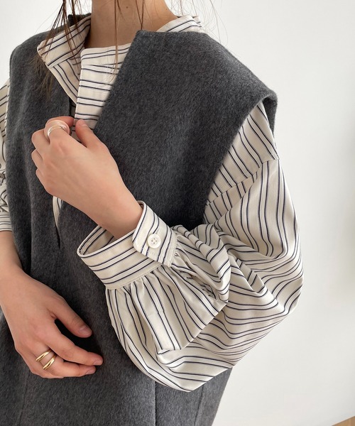 CANAL JEAN(キャナルジーン)の「RED CHOP WORKS(レッドチョップワークス) スキッパーストライプマキシワンピース(シャツワンピース・レディース・ストライプ・38)」の6枚目の写真