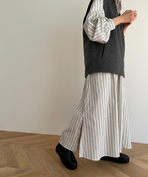 CANAL JEAN(キャナルジーン)の「RED CHOP WORKS(レッドチョップワークス) スキッパーストライプマキシワンピース(シャツワンピース・レディース・ストライプ・38)」の7枚目の写真