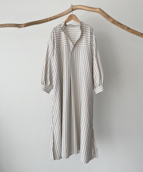 CANAL JEAN(キャナルジーン)の「RED CHOP WORKS(レッドチョップワークス) スキッパーストライプマキシワンピース(シャツワンピース・レディース・ストライプ・38)」の8枚目の写真