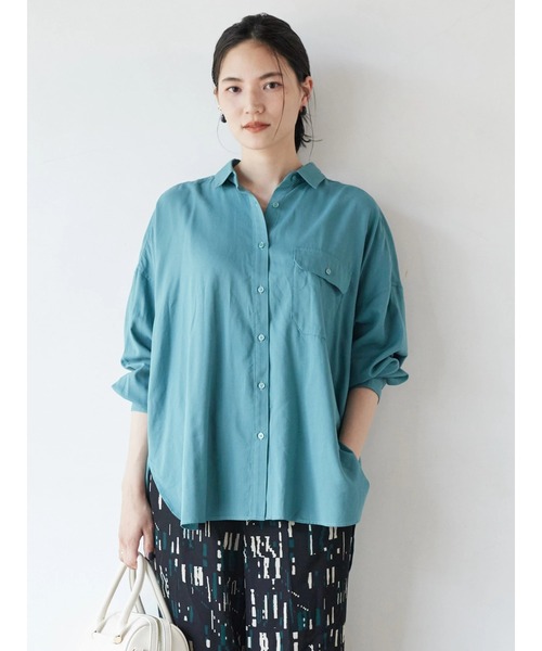 AMERICAN HOLIC（アメリカンホリック）の「とろみバックタックBIGシャツ（シャツ/ブラウス・レディース・チャコールグレー/ピンク/グリーン/ライトベージュ・M/L）」の5枚目の写真