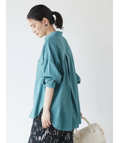 AMERICAN HOLIC（アメリカンホリック）の「とろみバックタックBIGシャツ（シャツ/ブラウス・レディース・チャコールグレー/ピンク/グリーン/ライトベージュ・M/L）」の6枚目の写真