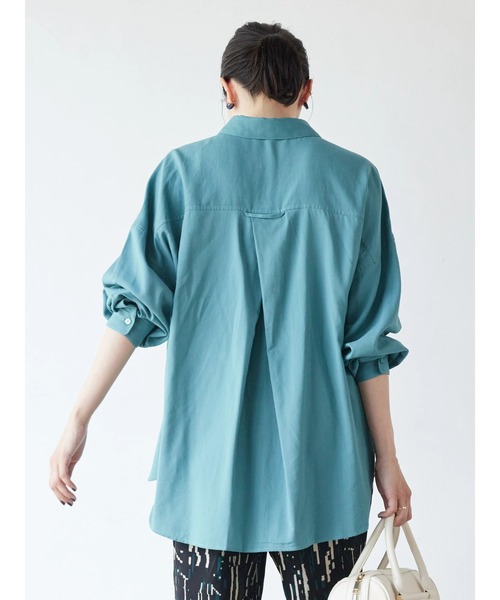 AMERICAN HOLIC（アメリカンホリック）の「とろみバックタックBIGシャツ（シャツ/ブラウス・レディース・チャコールグレー/ピンク/グリーン/ライトベージュ・M/L）」の7枚目の写真