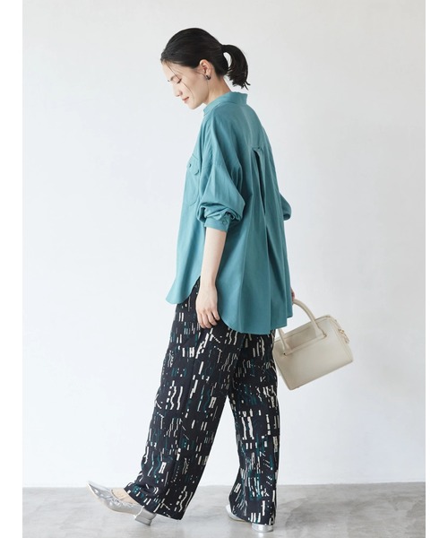 AMERICAN HOLIC（アメリカンホリック）の「とろみバックタックBIGシャツ（シャツ/ブラウス・レディース・チャコールグレー/ピンク/グリーン/ライトベージュ・M/L）」の9枚目の写真