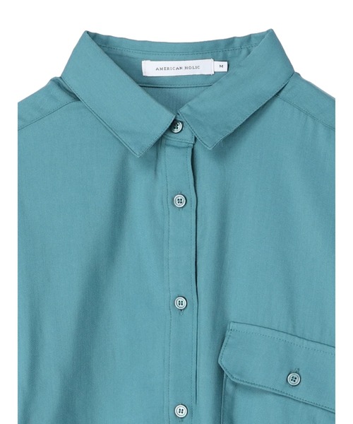 AMERICAN HOLIC（アメリカンホリック）の「とろみバックタックBIGシャツ（シャツ/ブラウス・レディース・チャコールグレー/ピンク/グリーン/ライトベージュ・M/L）」の13枚目の写真