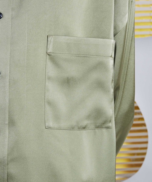 MAISON SPECIAL（メゾンスペシャル）の「《ユニセックスアイテム》シャイニーサテンプライムオーバーレギュラーシャツ【MAISON SPECIAL/メゾンスペシャル】（シャツ/ブラウス・メンズ・ブラック/ブラウン/イエロー/ブルー/ライトグリーン/バーガンディー・1/2/0）」の12枚目の写真