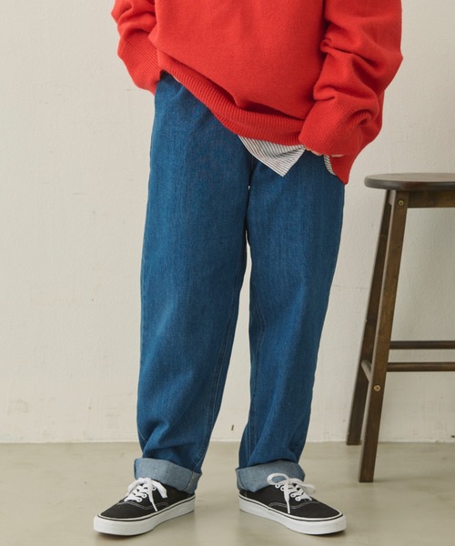 MERLOT（メルロー）の「フリルウエストデニムパンツ（デニムパンツ・レディース・ブルー/インディゴブルー・FREE）」の11枚目の写真