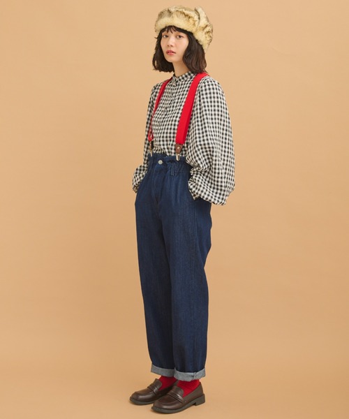 MERLOT（メルロー）の「フリルウエストデニムパンツ（デニムパンツ・レディース・ブルー/インディゴブルー・FREE）」の9枚目の写真