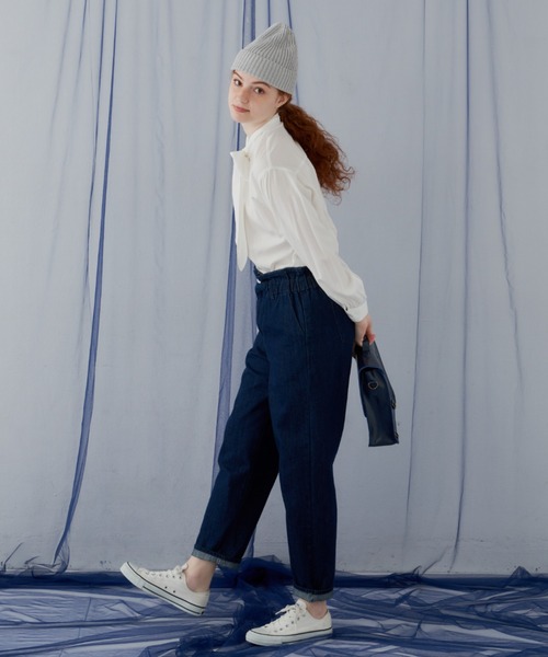 MERLOT（メルロー）の「フリルウエストデニムパンツ（デニムパンツ・レディース・ブルー/インディゴブルー・FREE）」の16枚目の写真