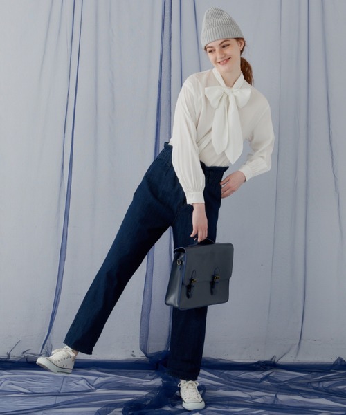 MERLOT（メルロー）の「フリルウエストデニムパンツ（デニムパンツ・レディース・ブルー/インディゴブルー・FREE）」の15枚目の写真