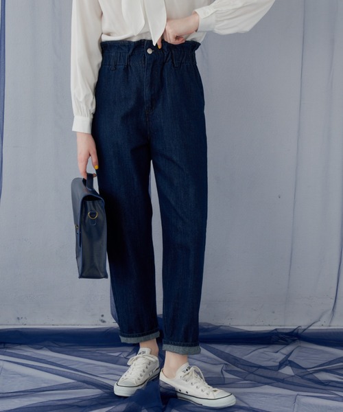 MERLOT（メルロー）の「フリルウエストデニムパンツ（デニムパンツ・レディース・ブルー/インディゴブルー・FREE）」の22枚目の写真