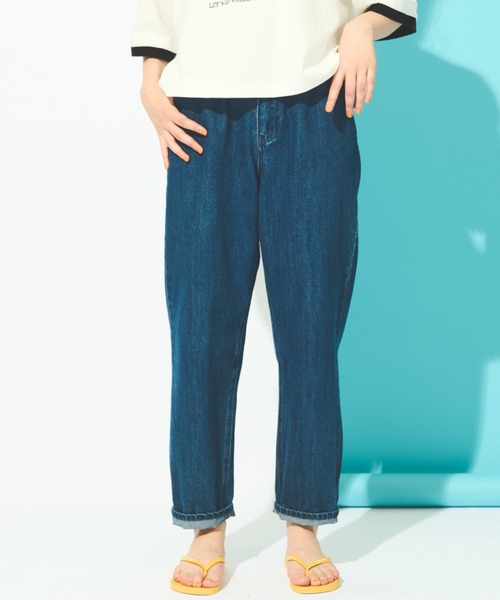 MERLOT（メルロー）の「フリルウエストデニムパンツ（デニムパンツ・レディース・ブルー/インディゴブルー・FREE）」の14枚目の写真
